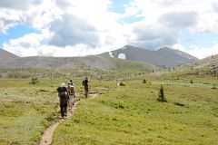 17 Keeping An Eye Out For The Bear With Golden Mountain Ahead As We Near Citadel Pass On Hike To Mount Assiniboine.jpg